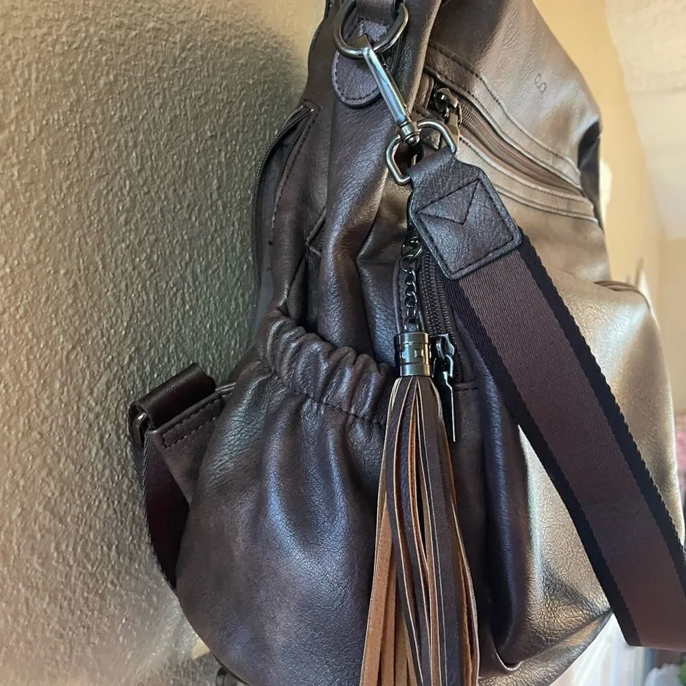 Cluci Faux Leather Vegan Leather Brown Women’s Backpack - Picture 5 of 16